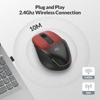 Rii Wireless Mouse Rechargeable, 2.4 GHz with USB Receiver, 1000/1200/1600 DPI, Ergonomic Grips, Silent Keys, Cordless Computer Mice for Laptop, PC, Desktop, Mac-Black&Red