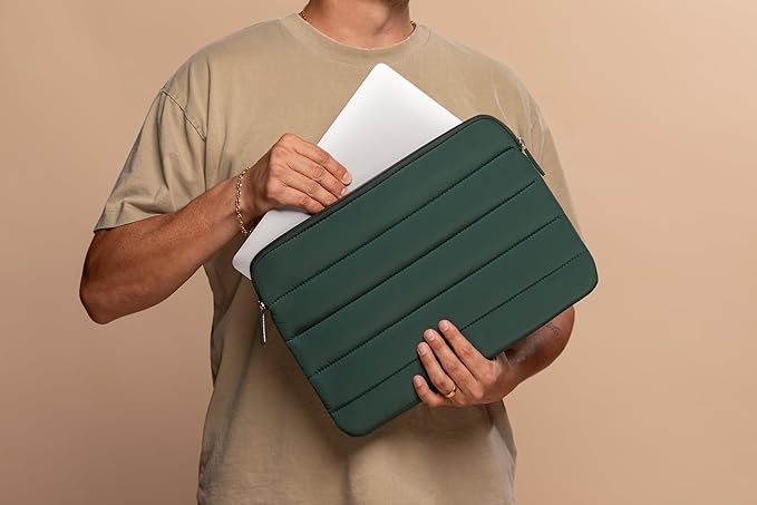ANECDOTE Laptop Case 13-14 Inch – A Perfect Laptop Sleeve That is Compatible with MacBook Air/Pro and iPad Pro 12.9 – Fits in Your Bag, Padded and proective with an Aesthetic Design (Forest Green)