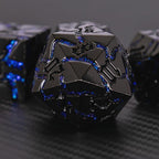 DND Crack Stripe Dice,Metallic Glitter Dice Set with Gift Box,Metal Polyhedral D&D Dice for Role Playing Game(Black Nickel Blue)