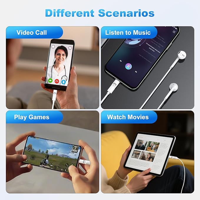 USB C to Lightning Audio Adapter,Lightning to USB C Hi-Fi Adapter for Headphones,480Mbps High-Speed Data Transmission with 45W Fast Charging for iPhone16/15 Series,iPad mini/Air/Pro