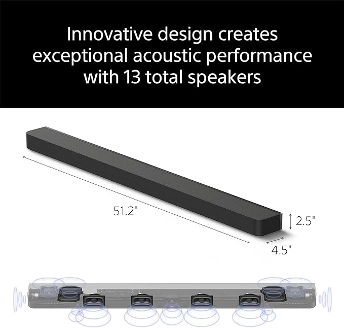 Sony BRAVIA Theater Bar 9 Soundbar with SA-SW3 Wireless Subwoofer and SA-RS8 Wireless Rear Speakers - Complete Home Theater System with 13 Speakers and 360 Spatial Sound