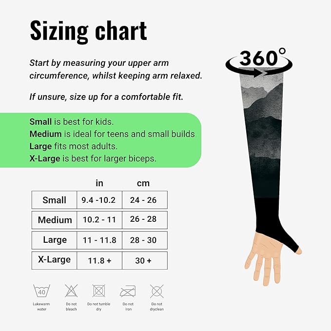 ONISSI Gaming Arm Sleeve for PC │Anti-Friction,Precision, Compression Gamer Sleeves for Mouse pad │Men or Women E-Sports Gift (Black Mountains, Medium)