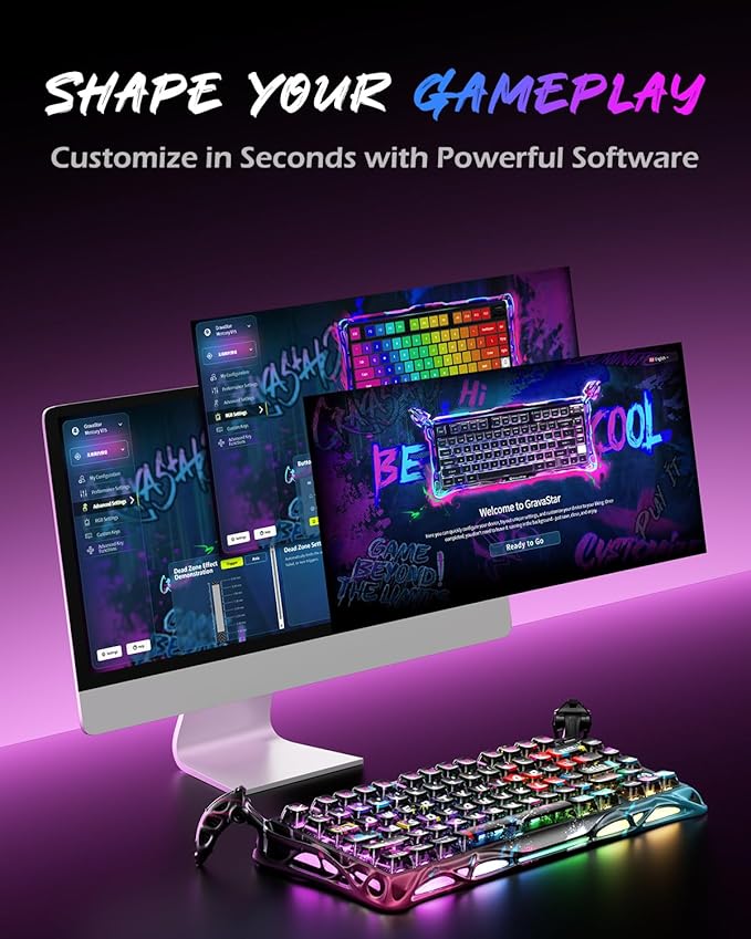 GravaStar Mercury V75 Pro 75% Hall Effect Magnetic Switch Gaming Keyboard-Neon Graffiti