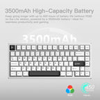 KEEBMONKEY WOBKEY Rainy 75 CNC Aluminum HMX/JWK/Cocoa Switches Triple-Mode Connectivity Mechanical Keyboard with Superior Acoustics, RGB/PP/Mirrored Glass/3500mAh/Violet Switch (Standard - Silver)