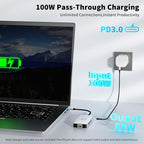 USB C Hub, 9 in 1 USB C to 4K@60HZ HDMI Multiport Adapter, RJ45 Gigabit Ethernet, 3 USB 3.0 Ports, SD/TF Card Reader, PD 100W, Desigend for MacBook Pro Air HP XPS and Other Type C Devices