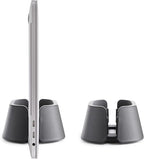 HumanCentric Vertical Laptop Stand in Vegan Black Leather, Upright Adjustable Holder and Dock, Laptop Vertical Stand Fits MacBook Pro and Other Laptops .5" to 1.5", Clamshell Compatible