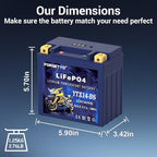 YTX14-BS Lithium Motorcycle Battery, ATV Battery 12V 8AH 600CCA Compatible with Yamaha Scooter Snowmobile Jet Ski, Scooter, PWC & More