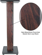 Rockville RHTSD 36" Bookshelf Speaker Stands, Dark Wood Grain, Dual Top Plates, Sand-Fillable Design, 60 lbs Capacity, for Home Theater and Studio Audio