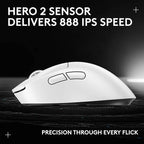 Logitech G PRO X Superlight 2 DEX Wireless Gaming Mouse, 60g pro-Grade Right-Handed Mouse with 5 programmable Buttons, USB-C Charging, 44k DPI Sensor, up to 8 kHz Polling for PC/Mac - White