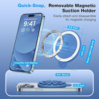 Magnetic Suction Cup Phone Mount for MagSafe Case, Silicone Hands-Free Grip Holder for iPhone and Android, Mirror Shower Phone Stand for Makeup FaceTime Gym Kitchen Bathroom, Azure Blue