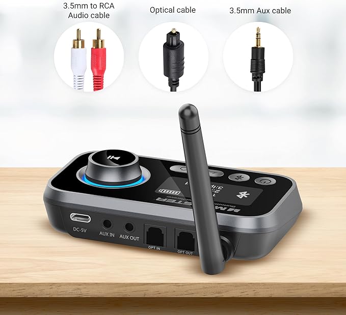 Monster Bluetooth Transmitter & Receiver, 2-in-1 Bluetooth Audio Adapter, Stream to/from NonBluetooth Devices, Stream TV to 2 Headphones, 33 ft Range, Analog & Digital, TV USB Powered, 3.5mm Aux Port
