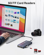 USB C Hub 14-1 USB C Docking Station Dual Monitor, with 2 HDMI+DP(4K60Hz), Ethernet, 3 USBC 10Gbps,100W PD, SD/TF 3.0, Audio, Laptop Docking Station for MacBook/Dell/HP/Lenovo ThinkPad/Surface (Grey)