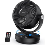 JRD Fans for Bedroom, 90° Oscillating Air Circulator Fan, 13 Inch Quiet Table Fan with Remote, 120° Adjustable Tilt, 3 Speeds, 7H Timer, Powerful Desk Fan for Whole Room Home Office Living Room