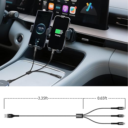 Multi Charging Cable 2Pack 4FT, 3 in 1 Charger Cable Braided Universal Phone Charging Cord with Lightning/Type C/Micro USB Ends, Multiple USB Cable for iPhone/Samsung/Google Cell Phones and More