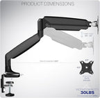 VIVO Premium Aluminum Heavy Duty Single Monitor Arm for Ultrawide Monitor up to 40 inches and 30 lbs, Desk Mount Stand, Pneumatic Height, Max VESA 100x100, Black, STAND-V110Q