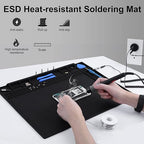 Anti Static Mat Includes ESD Wristband and Grounding Wire and Grounding Plug for Electronics Repair, Premium Heat Resistant ESD Safe Soldering Mat (17.7" x 13.6")