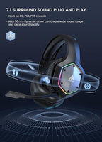 EKSA Wireless Gaming Headset, 2.4GHz USB Gaming Headphones with Microphone for PC, PS5, PS4, Nintendo Switch, 7.1 Surround Sound PC Headset, RGB Light, Ergonomic Design, 3.5mm Wired for Xbox Serie