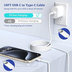 Long USB C Cable 10ft Fast Charging,3Pack 60W Type C to C 10 ft Charger Cord for Apple for iPhone 16/15/15 Pro/Plus/Pro Max,for MacBook Pro/Air,for IPad Air 4/5/Mini 6/Pro Charge 10 feet