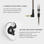 BASN in Ear Monitor Headphones for Musicians, Bsinger 2nd Generation Sound Isolating Earphones with Dual Dynamic Drivers Detachable MMCX Cable (Black)…