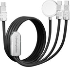 chubbycable Tri-Flex 3 in 1 USB C Cable for Apple Watch Charger Silicone 100W Multi Charging Cable Fast Charge Compatible with iPhone 16/15 Series iWatch iPad Airpods MacBook, 4.1FT, Black