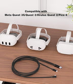 16FT VR Charging Link Cable | USB 3.0 High-Speed Data & Charge for Meta Quest 3S/3/2/Pro, Pico 4 and PC/SteamVR USB-C Charger Cord for VR Headset - Black