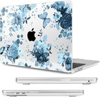 Compatible with MacBook Air 13.6 inch Case, M4 A3240/M3 A3113/M2 A2681 (Released 2025 to 2022), Hard Shell, Keyboard Cover, Screen Protector, Webcam Cover & Type-C Adapter, Blue Flowers