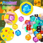 Poen 100 Pcs 16mm Dice Set Bulk, 6 Sided Standard Colored Dices with Numbers, D6 Polyhedral Games Dice for Board Games, Parties (Transparent Color)