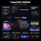 TobenONE 10-in-1 Shortcut-Key Docking Station with 4 Shortcut Button and Volume Knob, USB C Dock with 4K@60Hz HDMI, 100W PD, 3 USB, Ethernet, Audio, SD/microSD for MacBook, Windows, Chrome, Mac mini