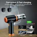 COLORCORAL 12-in-1 Cordless Compressed Air Duster with 2-Speeds 120,000RPM, LED Light, Computer Vacuum Air Duster 2-in-1, Perfect for Deep Cleaning Keyboards, PCs, Cars, and Electronics