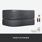 Logitech ERGO K860 Wireless Ergonomic Keyboard - Split Keyboard, Wrist Rest, Natural Typing, Stain-Resistant Fabric, Bluetooth and USB Connectivity, Compatible with Windows/Mac, Black