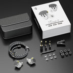 BASN BmasterX in Ear Audio Monitor, Hybrid 6 Drivers IEM Earphones with Crystal Clear Sound, Detachable Cable Plus Carrying Case & Fit Kit for Musician, Stage, Studio (3.5mm/4.4mm Jack, Black/Silver)