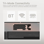 KEEBMONKEY WOBKEY Rainy 75 CNC Aluminum HMX/JWK/Cocoa Switches Triple-Mode Connectivity Mechanical Keyboard with Superior Acoustics, RGB/FR4/Silver SUS304/7000mAh/Cocoa Switch (Pro - Luna)