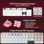 AULA F106PRO Wireless Keyboard, Full Size Mechanical Keyboard with Media Knob & Screen, 8000mAh Battery Hot Swappable Custom PBT keycaps Gaming Keyboard - Blaze Switch,Black White Grey