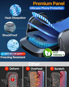 HTU 2025 Best Car Phone Holder 【Ultimate 5-in-1 & Upgraded 100+LBS Strongest Suction】【True Military-Grade & Safety Cert】 360° Windshield Dashboard Vent Mount Stand for iPhone Android & Truck, Blue