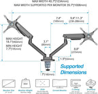 AVLT Dual 27”-43” RGB Gaming Monitor Arm Desk Mount Built-in 20 Lighting Modes Touch Button Control Fits Flat/Curved/Ultrawide Screen Height Swivel Tilt Rotation Adjustable Monitor Stand -Dark Gray