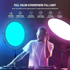 NEEWER 18" RGB LED Round Panel Video Light with APP Control, 65W 6000Lux/0.5m 2500K-8500K RGBCW Photography Studio Lighting /18 Scenes/V Battery Powered for Outdoor Filming Recording Streaming, GR18C