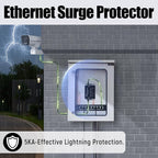 Ethernet Surge Protector Gigabit, Ethernet Lightning Arrestor PoE++ 802.3af/at/bt-RJ45 Lightning Suppressor-SPD with PTC/Gas Discharge Tube/Mounting Flange-1000Mbps,1Pack