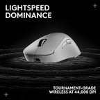 Logitech G PRO X Superlight 2 DEX Wireless Gaming Mouse, 60g pro-Grade Right-Handed Mouse with 5 programmable Buttons, USB-C Charging, 44k DPI Sensor, up to 8 kHz Polling for PC/Mac - White