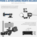 NEEWER Heavy Duty Super Clamp with Two 360° Dual Ball Head Magic Arms, 1/4" 3/8" Screw Threads, Phone & Action Camera Mount Adapter for Flat/Round Surface Compatible with GoPro DJI Insta360 DSLR