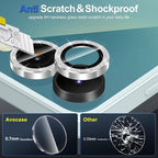 for Samsung Galaxy Z Flip 7 Camera Lens Protector, Individual Metal Ring Tempered Glass Lens Cover, [Strong Adsorption] Scratch Resistant Ultra-Thin HD Clear Lens Cover, 1 Set-Silvery Sparkly