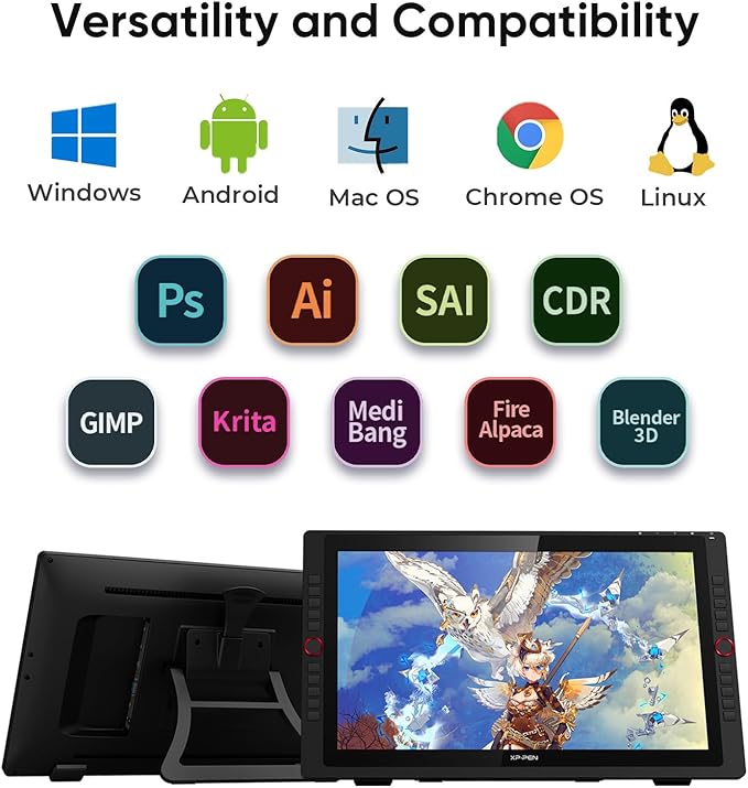 Drawing Tablet with Screen XPPen Artist 22R pro Computer Graphics Tablet 120% sRGB with Battery-Free Stylus Full-Laminated Technology, 21.5 inch Pen Display with 20 Shortcut Keys & 2 Red Dial(Black)