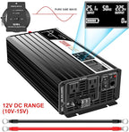 Xijia 2000W Pure sine Wave Power Inverter (Peak Power 4000W) dc 12v to 110v/120V ac 60HZ LCD-Display Bluetooth Remote Control,2 AC Outlets for RV, Camping, Boat,Outdoor