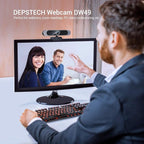 DEPSTECH 4K Webcam, DW49 HD 8MP Equipped with Sony Sensor Autofocus Webcam with Microphone, Privacy Cover, Plug Play USB Computer Web Camera for Pro Streaming/Online Teaching/Video Calling/Zoom/Skype