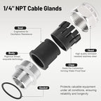 NPT 1/4" Stainless Steel Waterproof Cable Gland IP68 Waterproof Cable Gland Adjustable 4-8mm Cable Gland Protectors - 2 Pcs