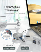 Micro USB C Docking Station Dual HDMI Monitor FORIDA USB C to USB Hub with 1 Gbps Ethernet 100W Power Delivery Micro SD Card Reader for MacBook/Dell/HP/Lenovo ThinkPad/Surface (Silver)