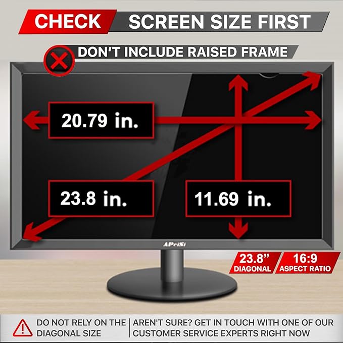 23.8 Inch Privacy Screen Filter for 16:9 Widescreen Monitor | Privacy Shield | Anti-Glare | Anti-Blue light Protector | Eye Protection | Computer Security Private Filter