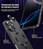 Magnetic for iPhone 16 Pro Case [Compatible with MagSafe][Built-in Camera Lens Protector] Slim Soft Silicone Bumper Shockproof Metallic Luster Phone Case (Black)