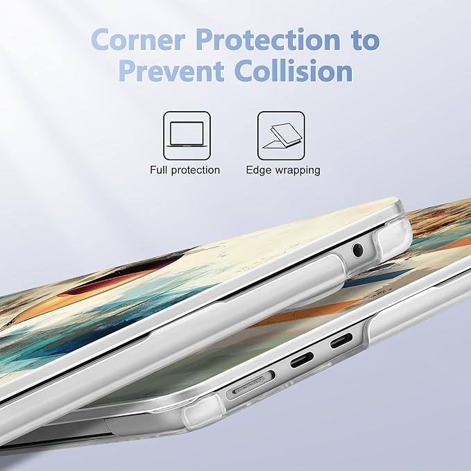 Case for MacBook Air 15 Inch 2025 2024 2023 Release M4 A3241 M3 A3114 M2 A2941, Hard Shell with Screen Protector & Keyboard Cover, Compatible with Touch ID, Brain & Hourglass