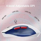Wireless Mouse, [Upgraded] Visible Battery Display，Rechargeable Laptop Mouse Wireless 2.4G USB, 4 Adjustable DPI Levels,Optical Mouse Wireless for Laptop PC Computer,White and Blue