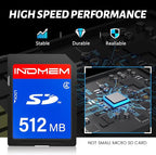 INDMEM SD Card 512MB, 10 Packs Class 4 512MB Flash Memory Card MLC Standard Secure Digital Cards Camera Cards